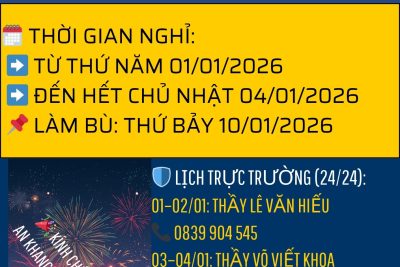 📢 THÔNG BÁO NGHỈ TẾT DƯƠNG LỊCH NĂM 2026 TRƯỜNG THCS LÝ TỰ TRỌNG – EA RỐK